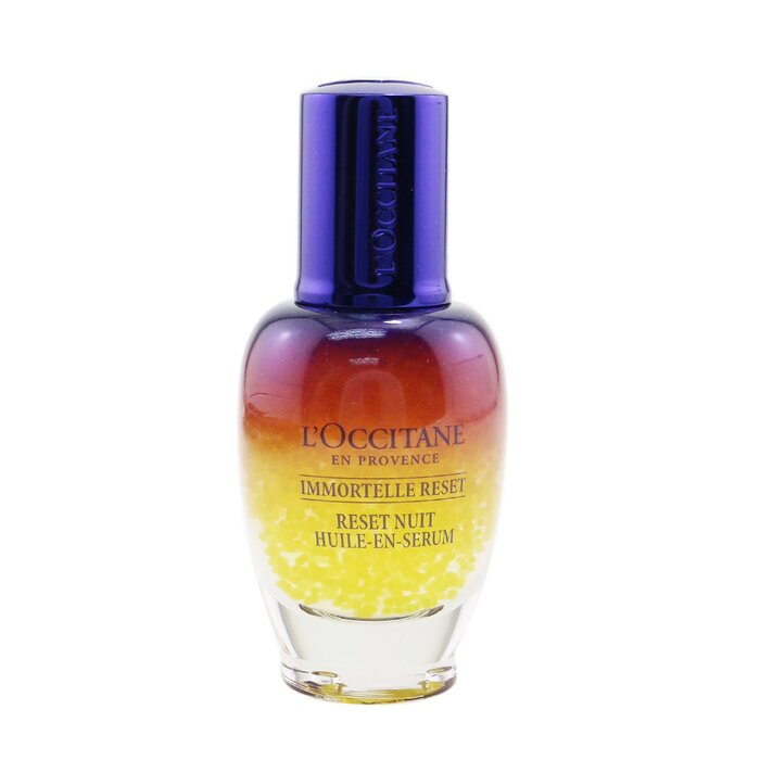 An upgraded anti-aging night serum The powered-up formula contains 10x more immortelle essential oil than the old one The oil is encapsulated in tiny, golden bubbles for strong anti-oxidant properties to protect skin from daily aggressors The bubbles melt into skin, leaving a non-greasy, lightweight feel Boosted with new, patented Immortelle Sap-Like Extract to soothe skin & boost its recovery from daily stress Contains a natural origin active called Acmella Oleracea to smooth fine lines quickly Unveils a fresher, more awakened & youthful-looking complexion with a healthy glow