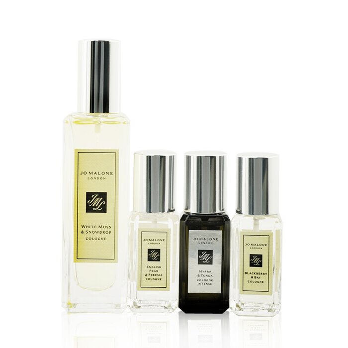 White Moss & Snowdrop Scent Pairing Collection: 1x White Moss & Snowdrop Cologne Spray 30ml/1oz 1x English Pear & Freesia Cologne Spray 9ml/0.3oz 1x Blackberry & Bay Cologne Spray 9ml/0.3oz 1x Myrrh & Tonka Cologne Spray 9ml/0.3oz Ideal both for personal use & as a gift