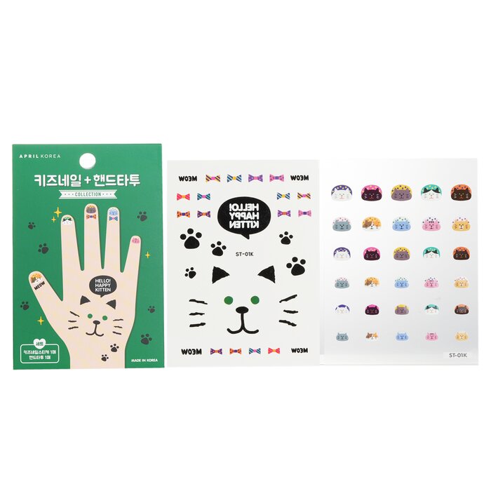 April Nail + Hand Tattoo - # ST-01K A pack of adorable nail & hand sticker for kids Features super cute prints such as French bulldog, cat, princess, castle, etc Gives kids' nails & hand a fun makeover Great party favor or fun activity at home Improves kids’ focus & muscles through hand-eye coordination & fine skills The thickness of the stickers was increased to provide excellent adhesion & durability Helps prevent kids from their habit of biting nails Manufactured with safe ingredients such as water-based adhesive that are harmless to the human body & obtained the KC certification & US CPSIA certification Available in an array of patterns