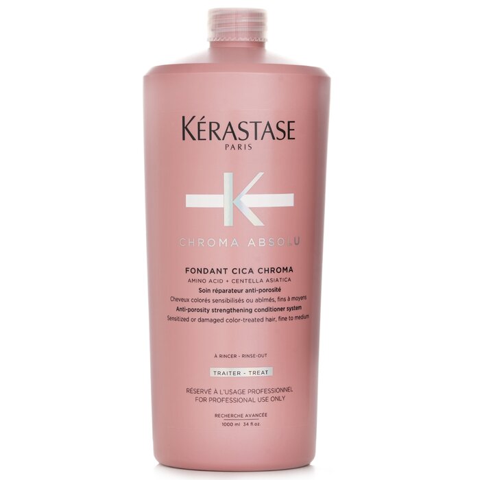 An anti-porosity strengthening conditioner, ideal for all types of sensitized or damaged color-treated hair Enriched with Amino Acid & Centella Asiatica, it penetrates deep into the fiber core, increasing strength & resilience This lightweight rose cream sublimates & hydrates hair for a soft touch, a brighter, shinier, & longer-lasting hair color The advanced formula helps protect hair from hard water-stripping properties during shower Use after use, hair becomes healthier & color intensity is preserved Preserves vibrant hair color, stronger hair, & hair is smoother Suitable for fine to medium hair types